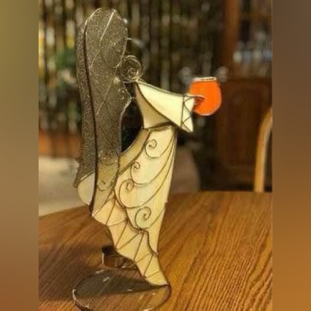 Stained Glass Tealight Angel Christmas Decor Cottagecore Country Farmhouse
